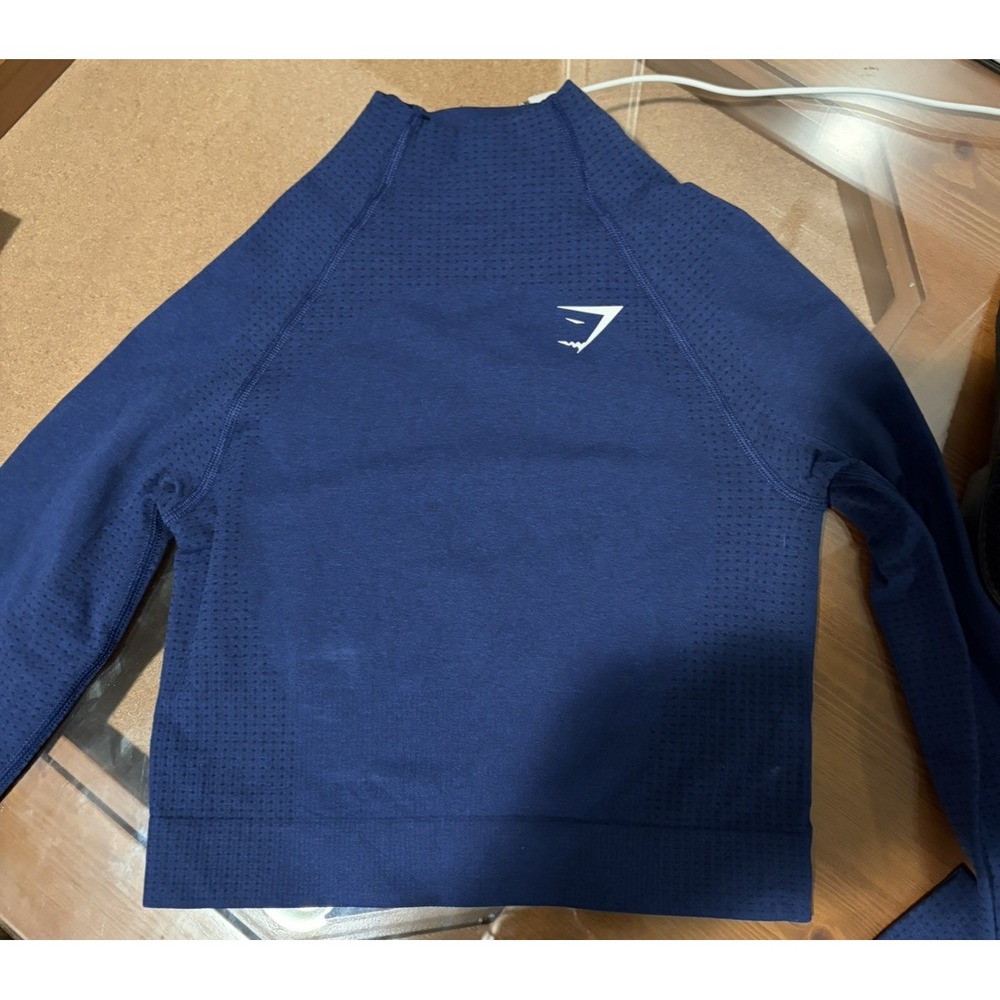 Gymshark Vital Seamless High Neck Long Sleeve Midi Crop Top Stellar Blue S